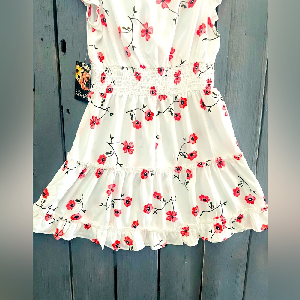 Hint of Mint Romper Boho White Red Poppy‎ NWT - Picture 6 of 9